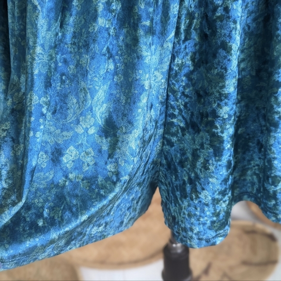 Free People Large Bali Tightrope Romper Turquoise Velvet Daisy Jones Mermaidcore - Picture 13 of 16